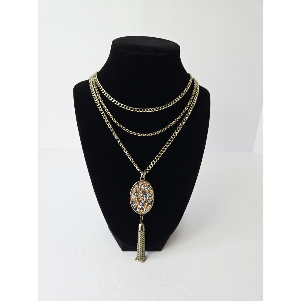 Nicole by Nicole Miller multicolor rhinestone necklace multi chain long
